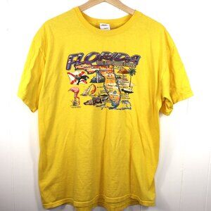 Vintage Florida The Sunshine State Yellow Tshirt Cotton Size L Beach